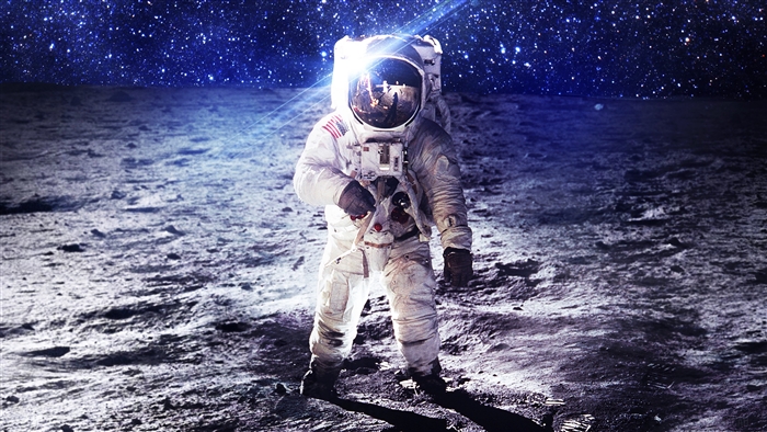 Astronaut on the Moon with Stars 4K