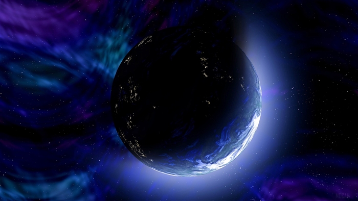 Planet in space with nebula and stars 4K