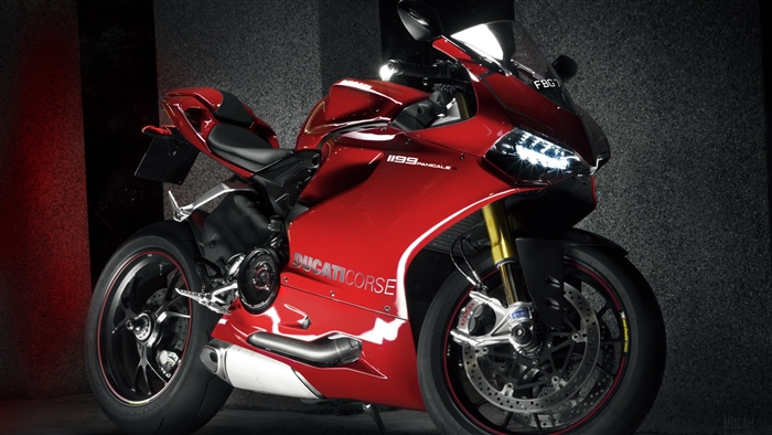Red Ducati 1199 Panigale Corse motorcycle 4K