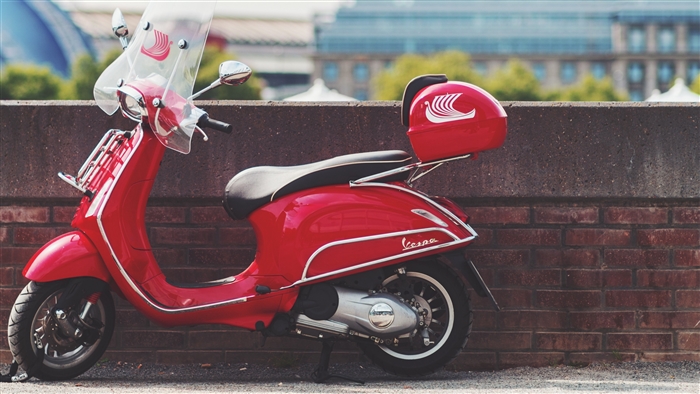 Red Vespa Scooter 4K