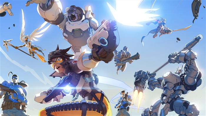 Overwatch characters in action 4K