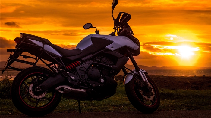 Motorcycle at sunset 4K