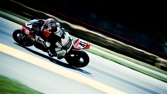 Motorcyclist racing with number 41