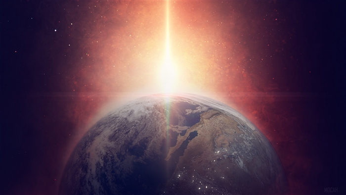 Earth with a bright light beam in space 4K