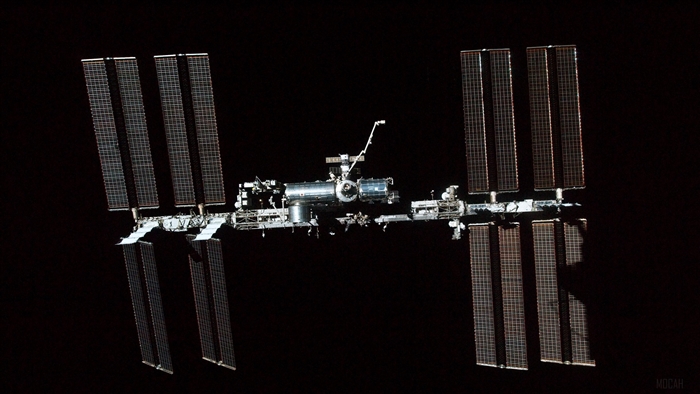 International Space Station with solar panels