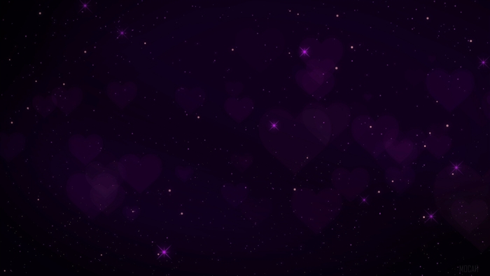 Purple galaxy with stars and hearts 4K