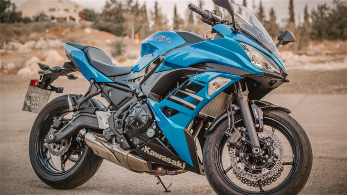 Blue Kawasaki Ninja 650 Motorcycle 4K