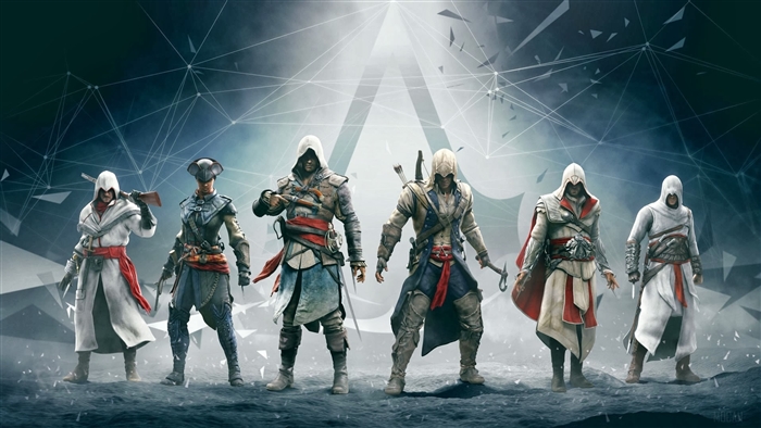 Assassins Creed characters Altair, Ezio, Connor, Edward 4K
