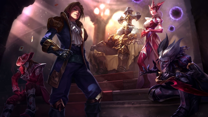 League of Legends characters in a grand hall