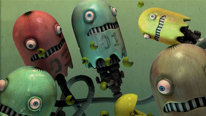 Pac-Man ghosts with Pac-Man pellets