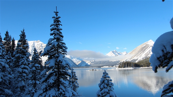 Winter Snow Lake Mountains 4K