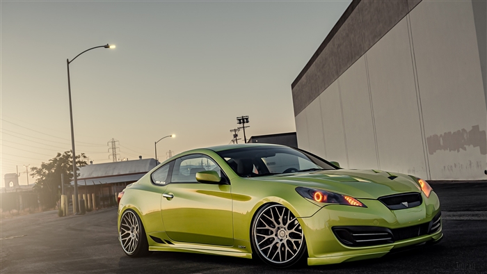 Green Hyundai Genesis Stance 4K
