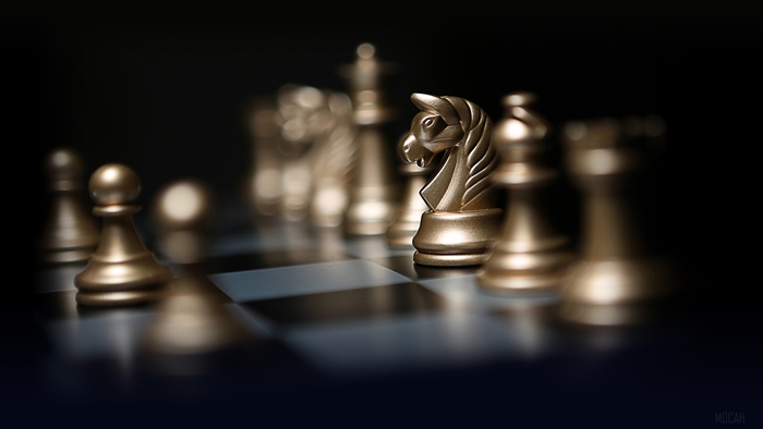 Golden Chess Pieces on a Chessboard 4K
