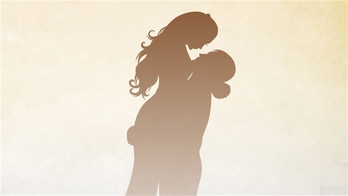 Silhouette of a couple embracing