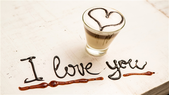 I Love You Chocolate Art with Heart Latte 4K