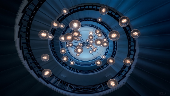 Spiral Staircase with Hanging Lights 4K