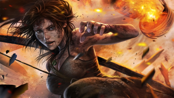 Lara Croft from Tomb Raider in action 4K
