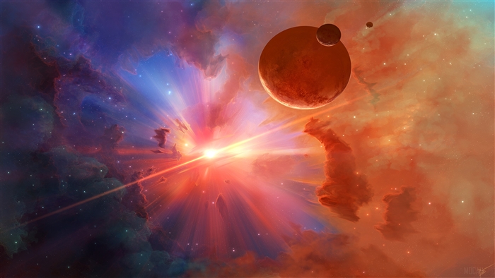 Exploding Nebula with Planets 4K