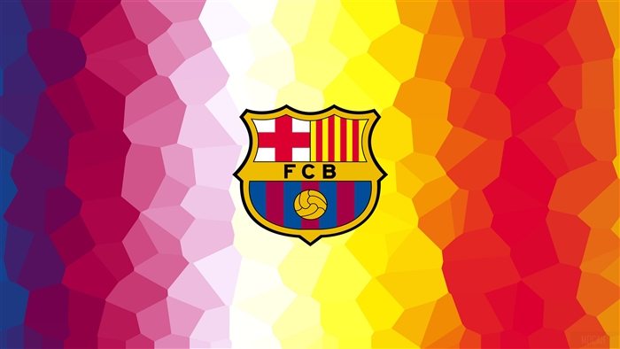 FC Barcelona Logo on Colorful Mosaic Background 4K