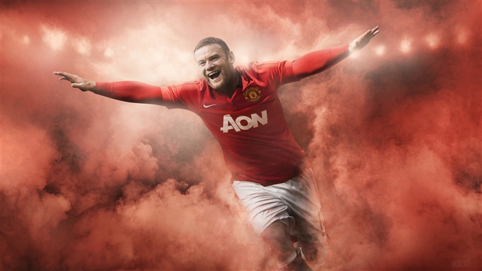 Wayne Rooney celebrating in red Manchester United kit