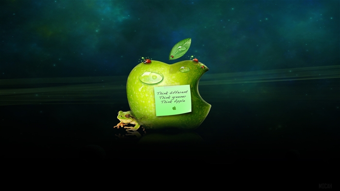 Apple logo with frog and ladybugs 4K
