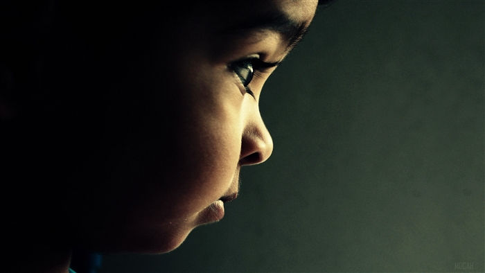Close-up of a baby's face in profile