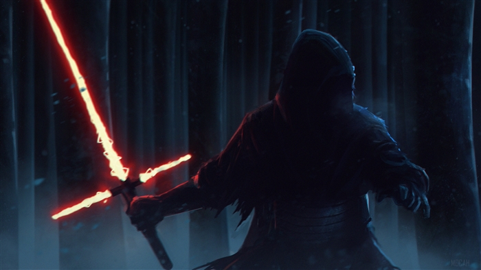Kylo Ren from Star Wars with Lightsaber in Forest 4K