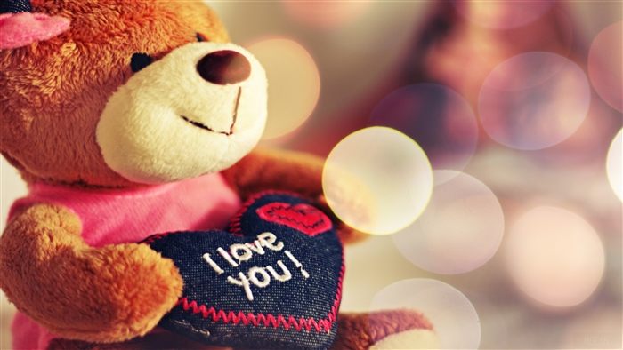 Teddy Bear Holding "I Love You" Heart 4K