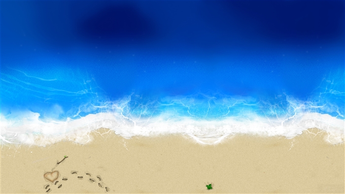 Love Heart and Footprints on Beach 4K