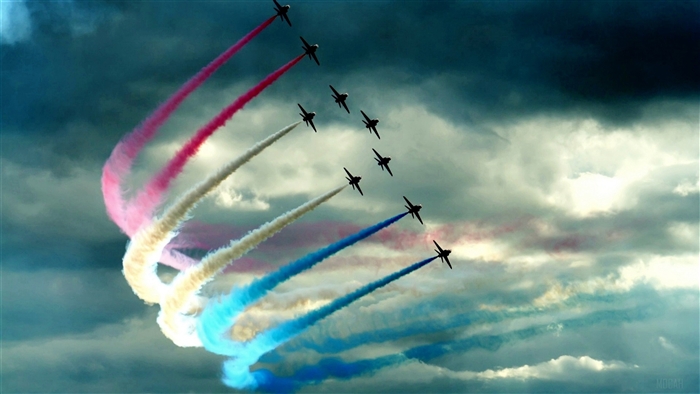 Air Show with jets performing stunts