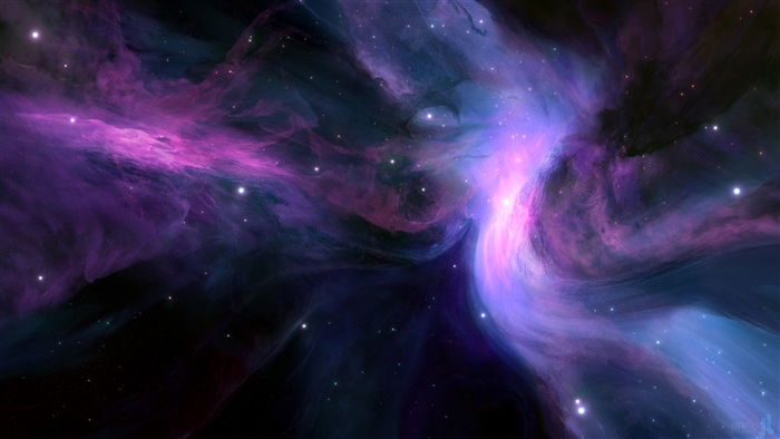 Purple and blue nebula with stars 4K