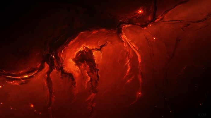 Red Nebula Digital Painting 4K