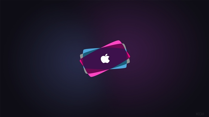 Apple logo on abstract colorful shapes