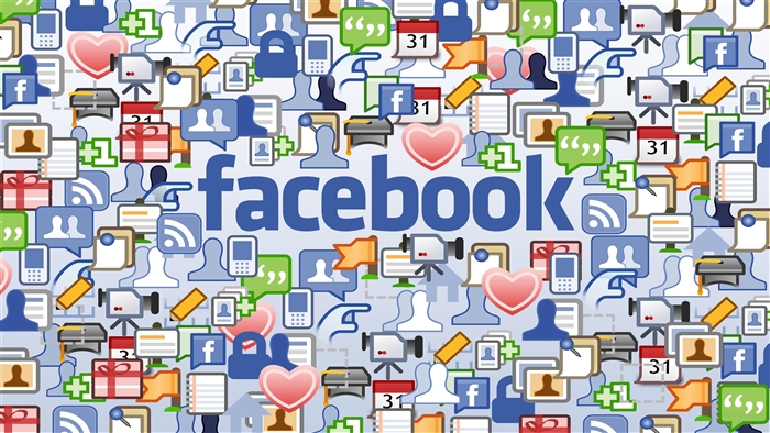 Facebook logo with social media icons