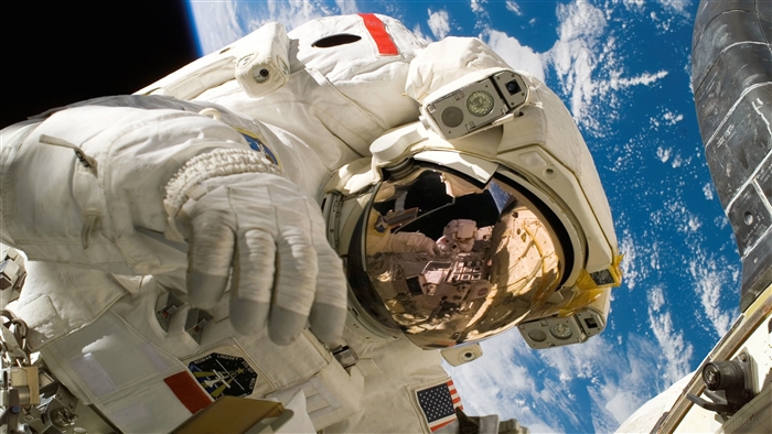 Astronaut on Space Walk with Earth in Background 4K