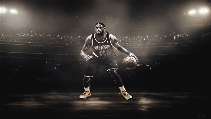 LeBron James dribbling a basketball in a stadium 4K