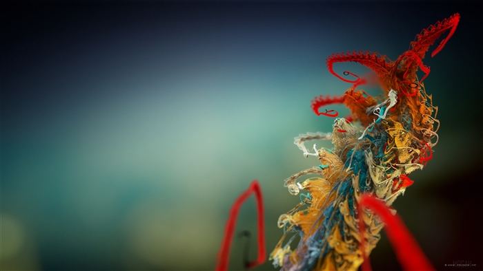 Abstract colorful strands with red accents 4K