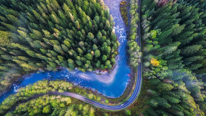 Mountain Loop Highway Drone View