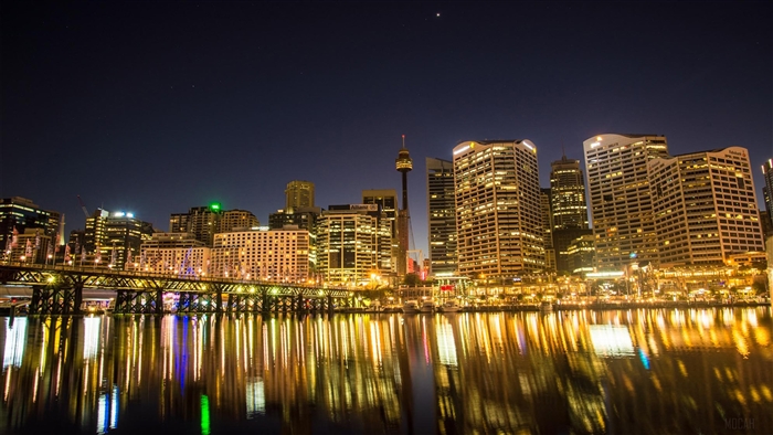 Darling Harbour Sydney Skyline at Night 4K