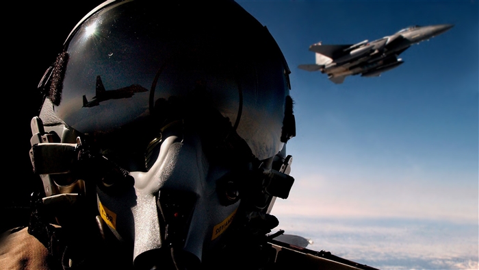 Fighter Pilot with Jet Reflection in Helmet 4K