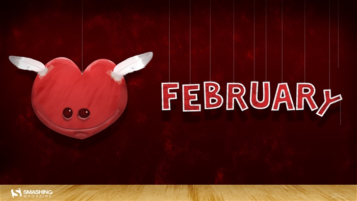 February Heart with Wings and Text