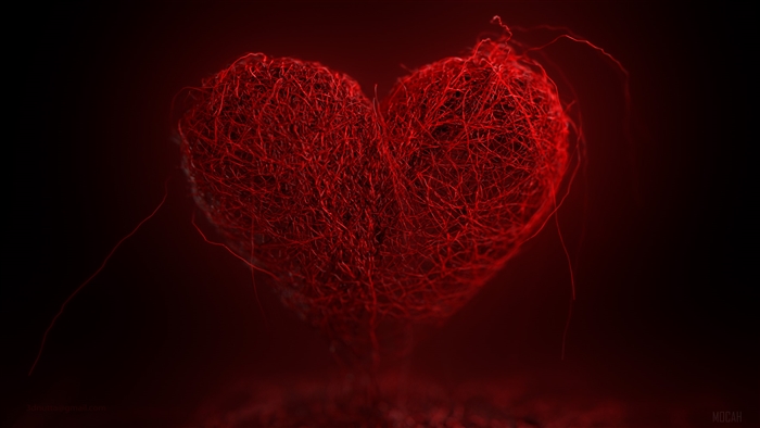 Red Heart Made of Threads 4K