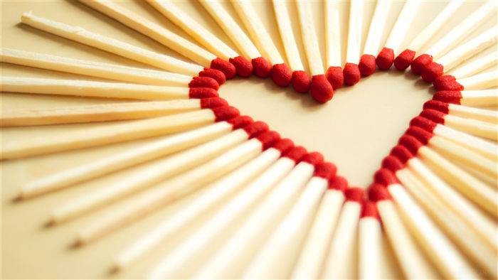 Heart shape made of matchsticks 4K