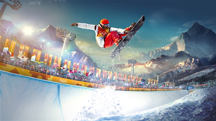 Snowboarder performing a jump at the Winter Games 4K