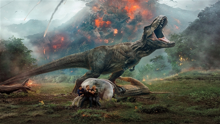 Tyrannosaurus Rex attacking humans in Jurassic World Fallen Kingdom 4K