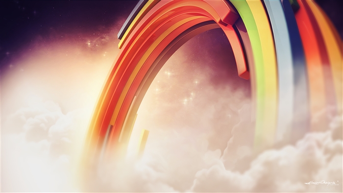 3D Rainbow Arch in Clouds 4K