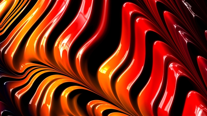 Abstract 3D fractal art in red and orange 4K