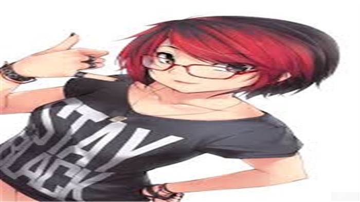 Anime Girl with Red and Black Hair in Casual Tee