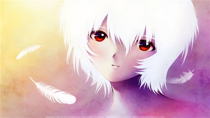 Anime Girl with White Hair and Red Eyes 4K