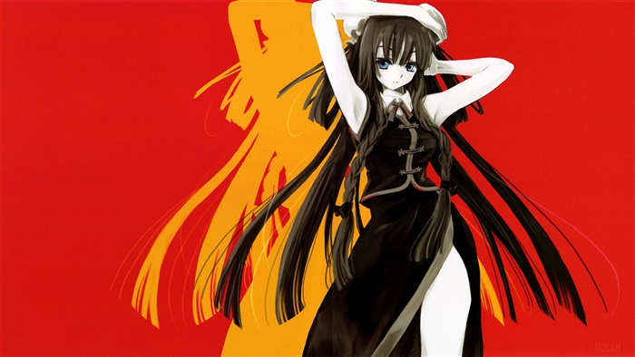 Anime Girl in Black Dress 4K